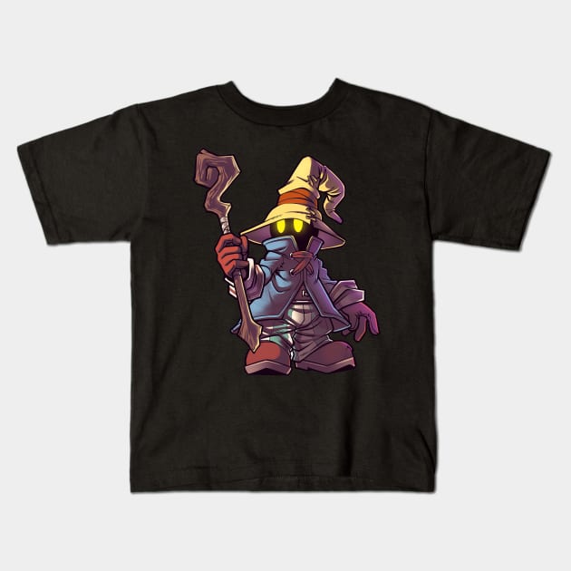 Powerful Black Mage Kids T-Shirt by SkyfrNight